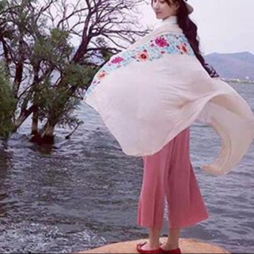 Beautiful embroidered soft scarf wrap